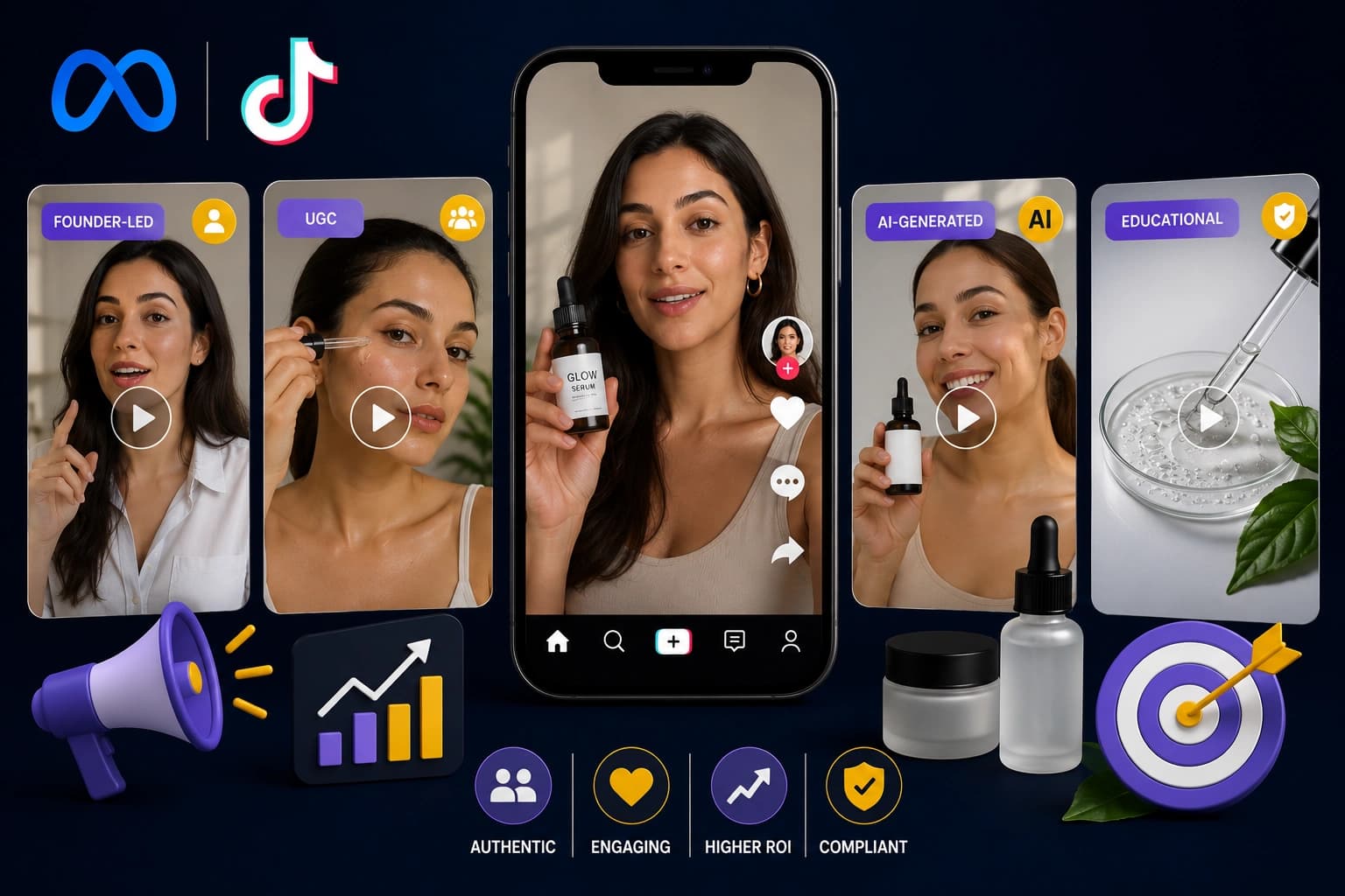 Meta + TikTok Creative Strategy for Skincare: UGC, Founder-Led & AI-Generated Content Guide