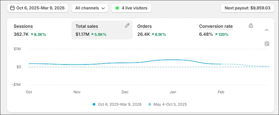 Shopify Results Performance Metric Dashboard 2
