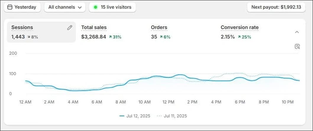 Shopify Results Performance Metric Dashboard 3