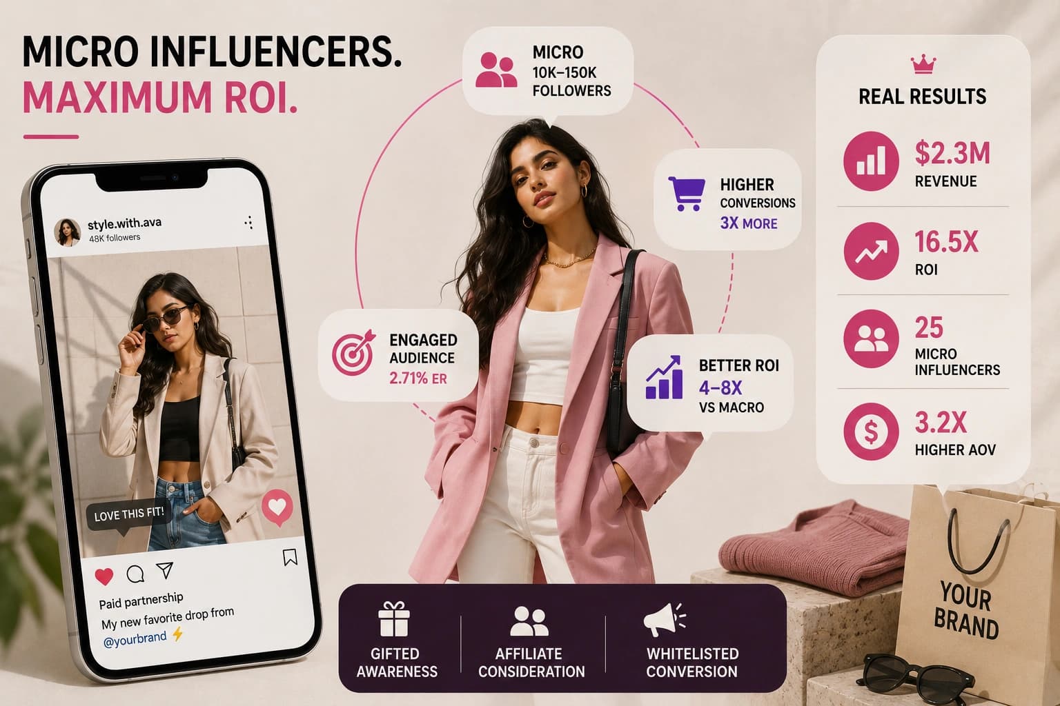 Influencer Marketing for Fashion Brands 2026: Micro-Influencer Strategy & Full-Funnel Guide ($2.3M Revenue, 16.5x ROI) Influencer Marketing for Fashion Brands 2026: Micro-Influencer Strategy & Full-Funnel Guide ($2.3M Revenue, 16.5x ROI)