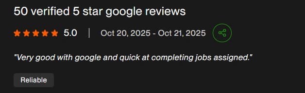 Upwork verified client review 1