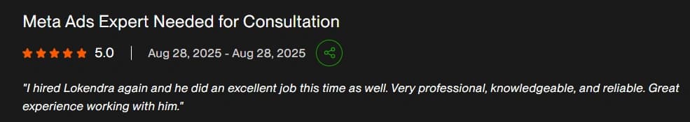 Upwork verified client review 12