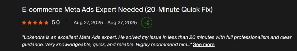 Upwork verified client review 14