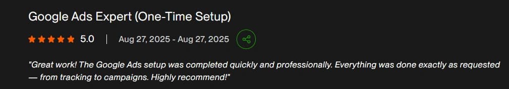 Upwork verified client review 15