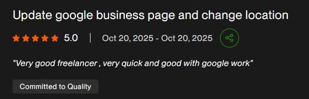 Upwork verified client review 2