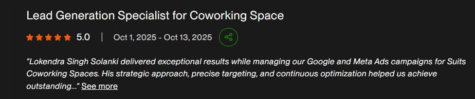 Upwork verified client review 4
